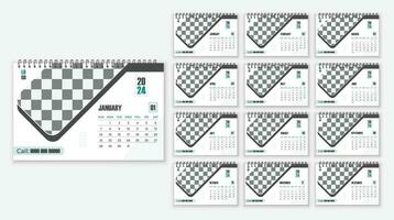 Simple and minimal desk calendar design template for 2024. free vector. vector