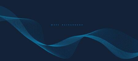 Vector Abstract Background with Dynamic Blue Waves, Lines and Particles.