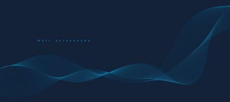 Vector Abstract Background with Dynamic Blue Waves, Lines and Particles.