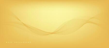 Vector abstract golden gradient background with dynamic golden waves, lines and particles.