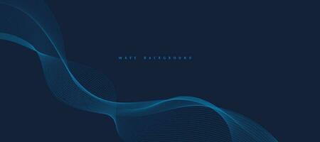 Vector Abstract Background with Dynamic Blue Waves, Lines and Particles.