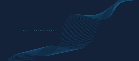 Vector Abstract Background with Dynamic Blue Waves, Lines and Particles.