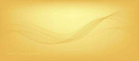 Vector abstract golden gradient background with dynamic golden waves, lines and particles.