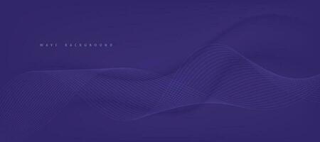 Vector abstract purple background with dynamic purple waves, lines and particles.