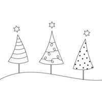 Christmas tree group black lines with transparent background vector