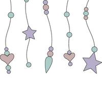 Christmas garlands in pastel with black lines and transparent background vector