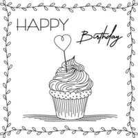 Birthday card with cupcake with transparent background vector