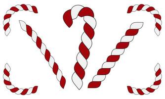 set of christmas elements made of striped red and white candy canes in different shapes vector