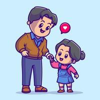 linda padre con pequeño hija dibujos animados vector icono ilustración. personas familia icono concepto aislado prima vector. plano dibujos animados estilo