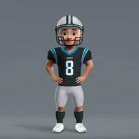 3d cartoon cute young american football player in uniform. vector