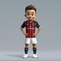 3d cartoon cute young soccer player in football uniform vector