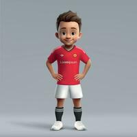 3d cartoon cute young soccer player in football uniform vector