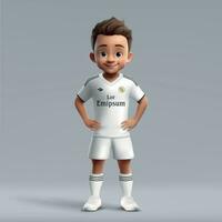 3d dibujos animados linda joven fútbol jugador en fútbol americano uniforme vector