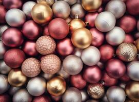 AI Generated Festive christmas xmas decorate shiny holiday winter background ball celebrate seasonal photo