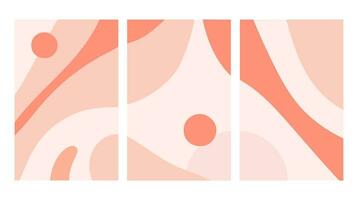 Set of abstract geometric backgrounds in peach fuzz color, delicate pastel colors, trend palette, suitable for postcards, posters, text substrate and price sheets. vector