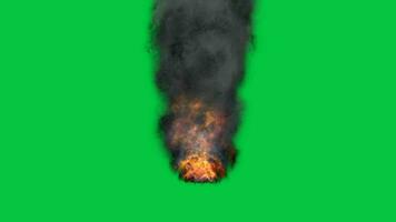 Fiery dark smoke trail effect animation isolated on green screen background video