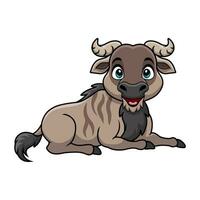 Cute wildebeest cartoon on white background vector