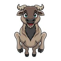 Cute wildebeest cartoon on white background vector