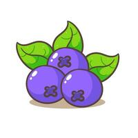 Cute blueberry cartoon. Hand drawn fruit concept icon design. Isolated white background. Flat vector illustration.