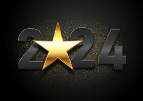 Happy New Year background with gold star and glitter design vector