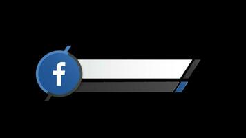 Facebook niedriger dritte Alpha Animation. Sozial Medien niedriger Drittel. animiert Facebook Banner Alpha mit leer Text Raum. video