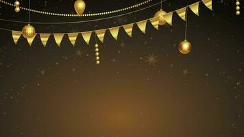 New Year Christmas Background Golden Garland on a Black Background video