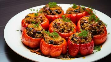 AI generated Stuffed Roasted Peppers With Rice photo