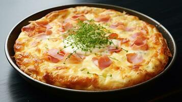 AI generated Flourless Pizza With Ham And Cream photo
