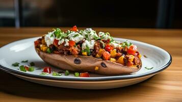 AI generated Stuffed sweet potato Mexican style photo