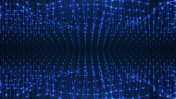 Abstract futuristic background with plexus of lines, dots and triangles, digital technology, big data, high-speed connection visualization.  Seamless loop video
