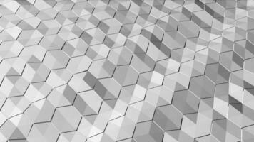 Digital hexagonal abstract wave background in black and white style. 3D rendering. Data processing technology or futuristic concept video