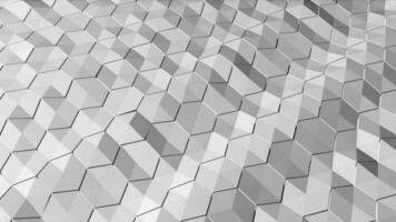 digital hexagonal resumen ola antecedentes en negro y blanco estilo. 3d representación. datos Procesando tecnología o futurista concepto video