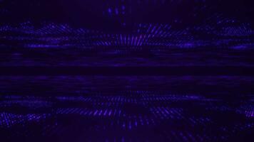 Abstract scene of futuristic cyber world in purple color, sci-fi mesh, glowing technology surface, neon night scene, digital science background 4K animation, seamless loop, virtual reality concept video