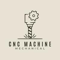 Cnc machine modern technology line art logo icon and symbol mechanical vector illustration design .