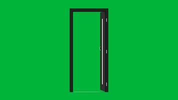 minimalista puerta abierto y entrando en verde pantalla video