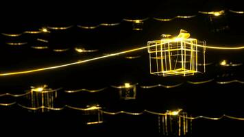 animerad hängande gyllene gåva dekoration med sömlös slinga animering video