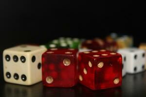 Pile Of Different Colored and Shaped  Dice photo