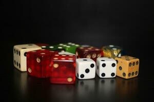 Pile Of Different Colored and Shaped  Dice photo