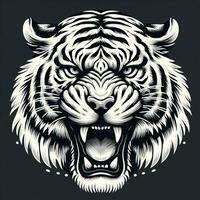 AI generated illustration of white tiger head for print photo