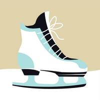 Retro ice skating shoe poster. Square composition. vector