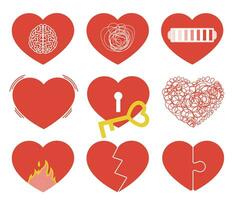 Heart shapes with different filling. vector