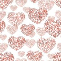 Simple scribble heart shape seamless pattern. vector