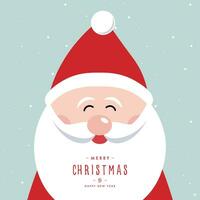 Santa claus cute cartoon merry christmas lettering vector snowy background