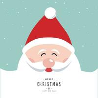 Santa claus cute cartoon merry christmas greetings snowy background vector