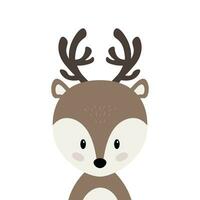 Christmas reindeer cute character vector isolated white background