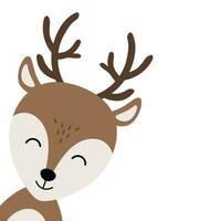 Christmas reindeer cute smile character vector isolated white background