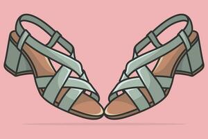 Pair Of Elegant Ladies Footwear Sandals Shoes vector illustration. Beauty fashion objects icon concept. New arrival women fashion sandals pair vector design.