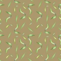 palma hojas de acai árbol acuarela sin costura modelo aislado en beige. verde desayuno tardío de tropical palmera, exótico hoja mano dibujado. diseño elemento para envase, embalaje, textil, fondo, papel vector