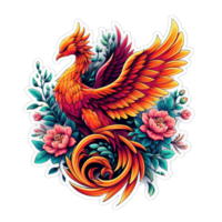 AI generated Phoenix Rising in Flames, Sticker png