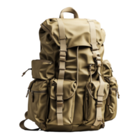 ai generiert khaki Tourist Rucksack isoliert auf transparent Hintergrund png